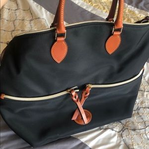Dooney and Burke Large Leather and Canvas Tote